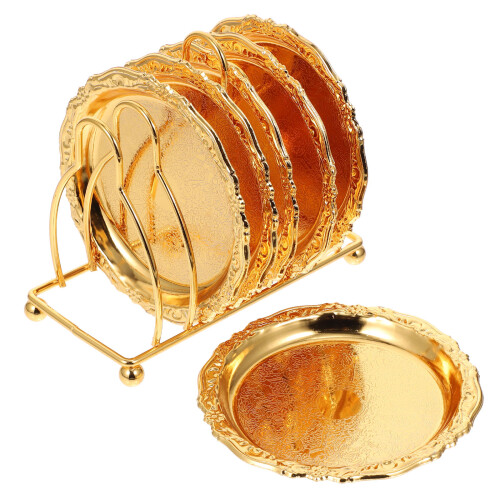 2Sets Goldfarbene Metall-Untersetzer, Hitzebeständig, Design 2