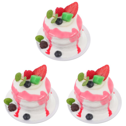 3Pièces Modèles De Gâteaux Simulés Rouge En PU Pour Décoration 2