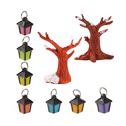 4Sets Künstliche Mini Bäume Bunt Mit Licht Für Landschaftsmodelle 2