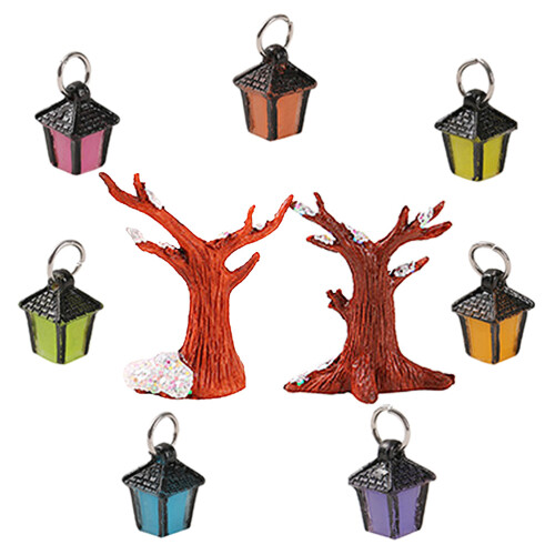 4Sets Künstliche Mini Bäume Bunt Mit Licht Für Landschaftsmodelle 1