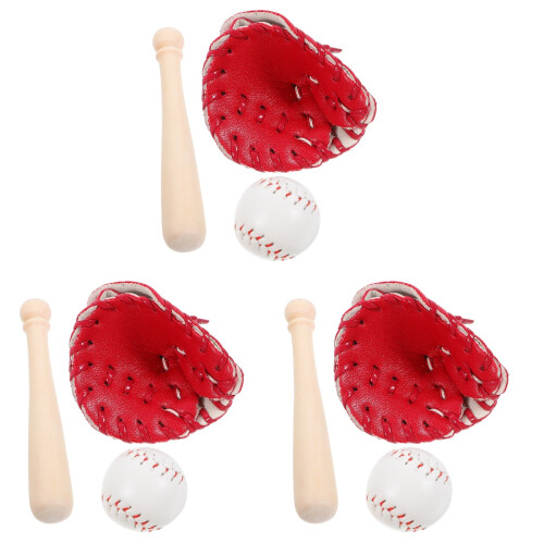 3Ensembles Miniatures Baseball Rouges En ABS Pour Déco Maison 2