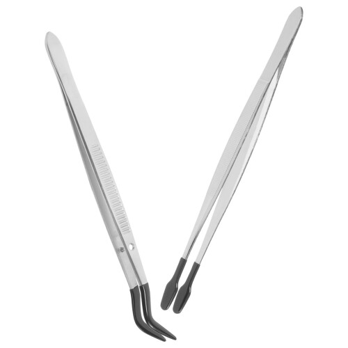 6Pièces Pinces À Cils Artisanat En Acier Élégant Argent 2