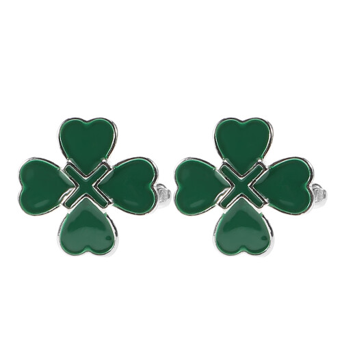 4Pièces Boutons De Manchette Décoratifs Vert Trèfle En Durable 2