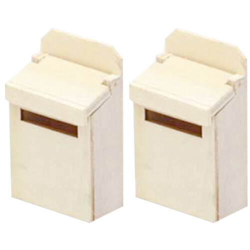 4Pièces Boîtes Aux Lettres Miniatures En Bois Beige 1