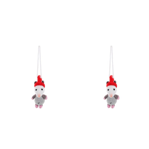 2Pcs Stylish Wool Cute Auto Rearview Mirror Pendant Decorations 2