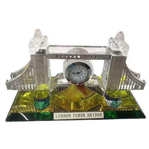 London Tower Bridge Glass Clock Silver Souvenir