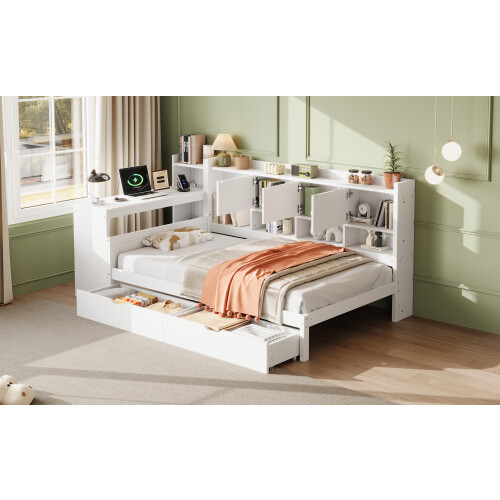 3ft Single Daybed with Storage Drawers and Bookcase 2