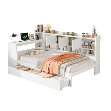 3ft Single Daybed with Storage Drawers and Bookcase