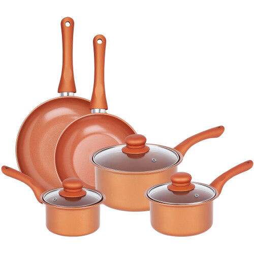 Gr8 Home Copper 8 Pcs Carbon Steel Non Stick Cookware Set