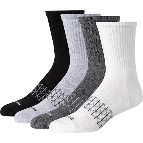 Hanes Men Active Cushioned Crew Socks (4-Pack)