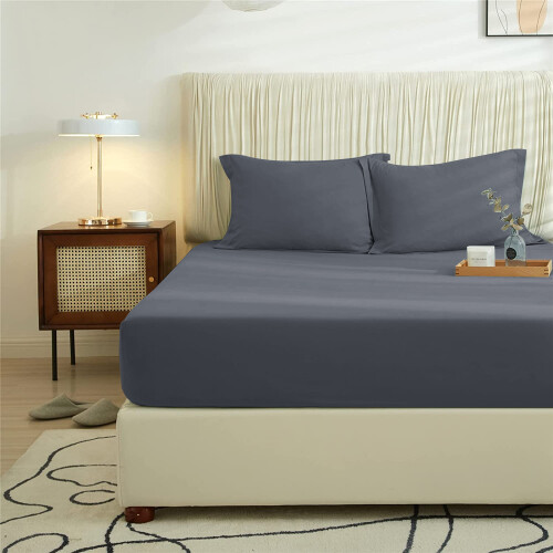 Imperial Rooms (Charcoal, Super King) Extra Deep 40CM Fitted Sheet Bed Sheets Single Double King 2