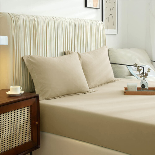 Imperial Rooms (Beige, King) Extra Deep 40CM Fitted Sheet Bed Sheets Single Double King