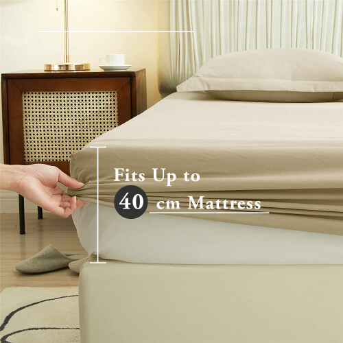 Imperial Rooms (Beige, King) Extra Deep 40CM Fitted Sheet Bed Sheets Single Double King 2