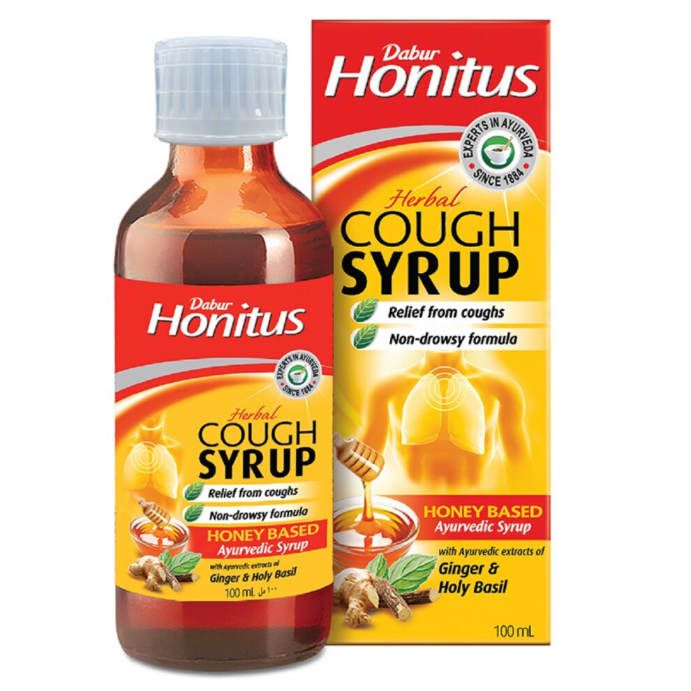 Dabur Honitus Herbal Cough Syrup | Natural Relief for Cough & Throat Irritation - 100ml