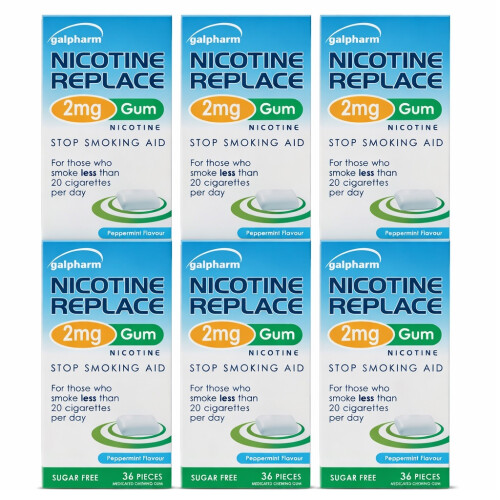 Galpharm 2mg Nicotine Replace Gum Peppermint 6x36pc
