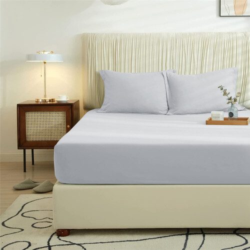 Imperial Rooms (Silver, Double) Extra Deep 40CM Fitted Sheet Bed Sheets Single Double King