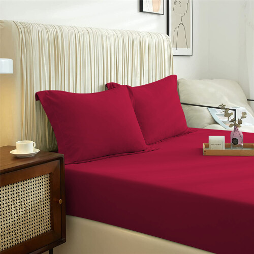 Imperial Rooms (Red, King) Extra Deep 40CM Fitted Sheet Bed Sheets Single Double King 1