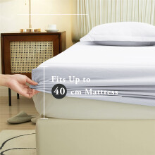 (White, Single) Extra Deep 40CM Fitted Sheet Bed Sheets Single Double King