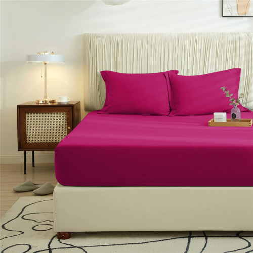 Imperial Rooms (Pink, Super King) Extra Deep 40CM Fitted Sheet Bed Sheets Single Double King