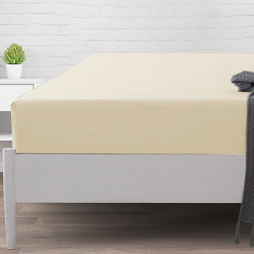 Imperial Rooms (Cream, Double) Extra Deep 40CM Fitted Sheet Bed Sheets Single Double King 2