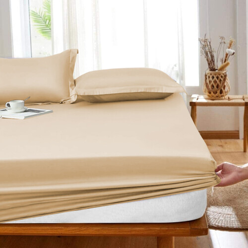 Imperial Rooms (Cream, Super King) Extra Deep 40CM Fitted Sheet Bed Sheets Single Double King