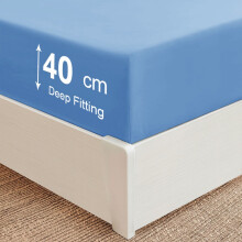 (Sky Blue, King) Extra Deep 40CM Fitted Sheet Bed Sheets Single Double King