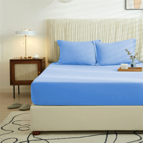 Imperial Rooms (Sky Blue, King) Extra Deep 40CM Fitted Sheet Bed Sheets Single Double King 1