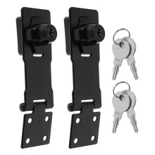 2Sets Pakket Rvs Haspslot Met Sleutel Zwart Voor En Lade