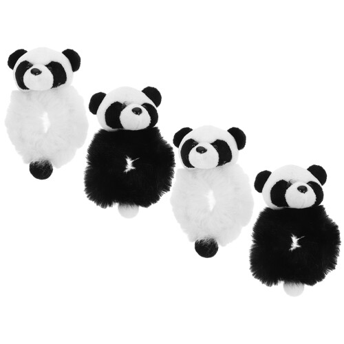 8Stk Weiche Plüsch Haargummis Panda Haarbänder Für Dickes Haar Bunt 2