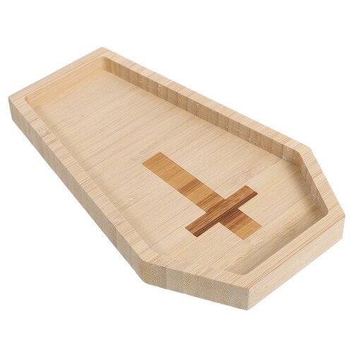 2Stk Halloween Holz Snack Tablett Sargform Platte Hellgelb