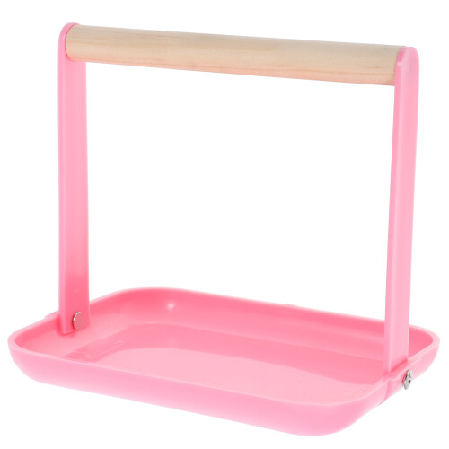 3Stk -Papageiensitz Aus Holz Mit Pinker Ablage Für Kleine 2