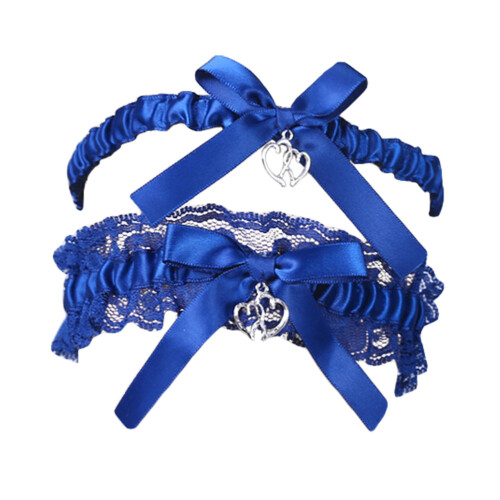 2Paare Blaue Strumpfband Damen Elastischer Hochzeit Schmuck