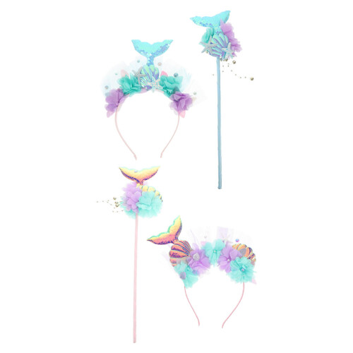 3Sets Zeemeermin Hoofdband Pailletten Feestaccessoire 1