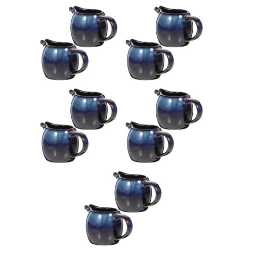 10Pcs Compact Blue Ceramic Milk Pitchers for Coffee Tea Sauce Serving 2