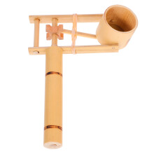 5Pcs Bamboo Ratchet Instrument Long Handle Castanet for Kids Khaki