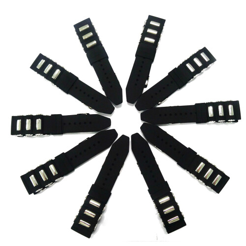 2Pièces Bracelet Silicone 24Mm Noir Réglable Waterproof Acier 1