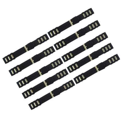 2Pièces Bracelet Silicone 24Mm Noir Réglable Waterproof Acier 2