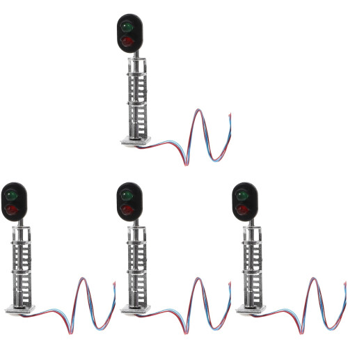4Pièces Miniature Feu Signal Argenté Décor Paysage Simulation 2