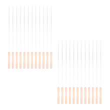 48Pièces Brochettes Barbecue Acier Bois Beige Pour Grillades
