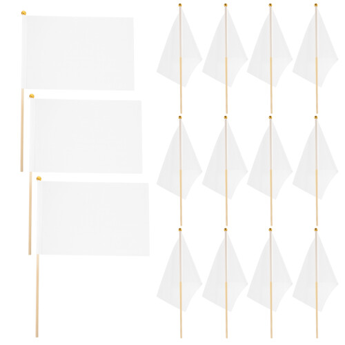 100Pièces Drapeaux Portables Blancs En Polyester Bois Pour Parade 2