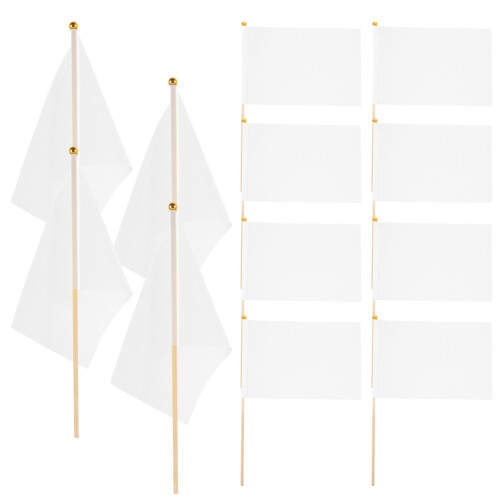 100Pièces Drapeaux Portables Blancs En Polyester Bois Pour Parade 1