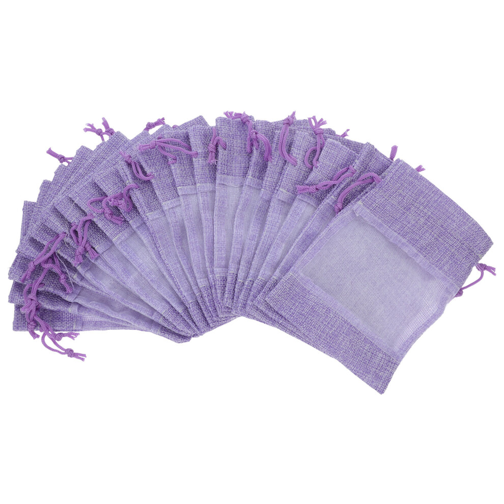 Totority Purple 100Pcs Linen Drawstring Storage Pouches Small Gift Bags