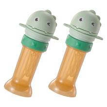 8Pcs Reusable Toddler Water Bottle Straw Lid Green Cartoon Design