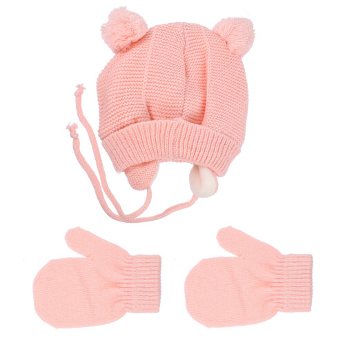 2Ensembles Bonnet Double Et Rose Tricotés Pour Bébé Hiver 1