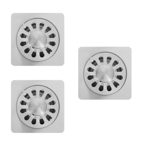 3Pcs High Efficiency Stainless Steel Floor Drain Shower Laundry Silver 2