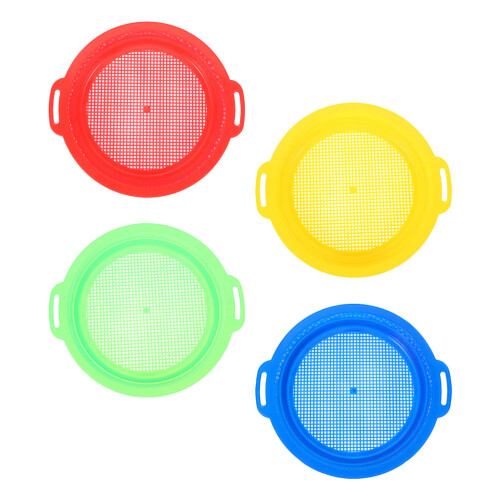 12Pcs Assorted Color Sand Scoops PP Mesh Sifter for Kids Beach Fun 1