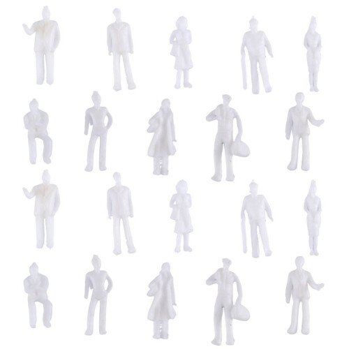 100Pcs HO Scale 1:100 White Model People Unpainted Train Figures
