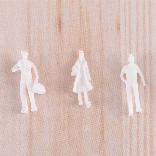 100Pcs HO Scale 1:100 White Model People Unpainted Train Figures 2