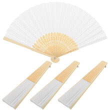 4Set Bambus Fächer Faltbarer Hellgelb Für Handarbeit DIY