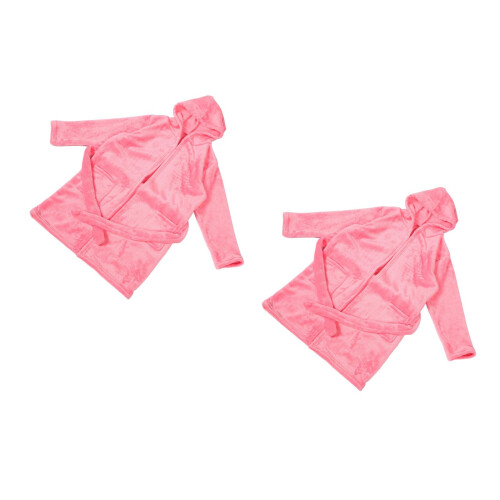 2Pièces Robes Flanelle Rose Pour Bain, Et 2
